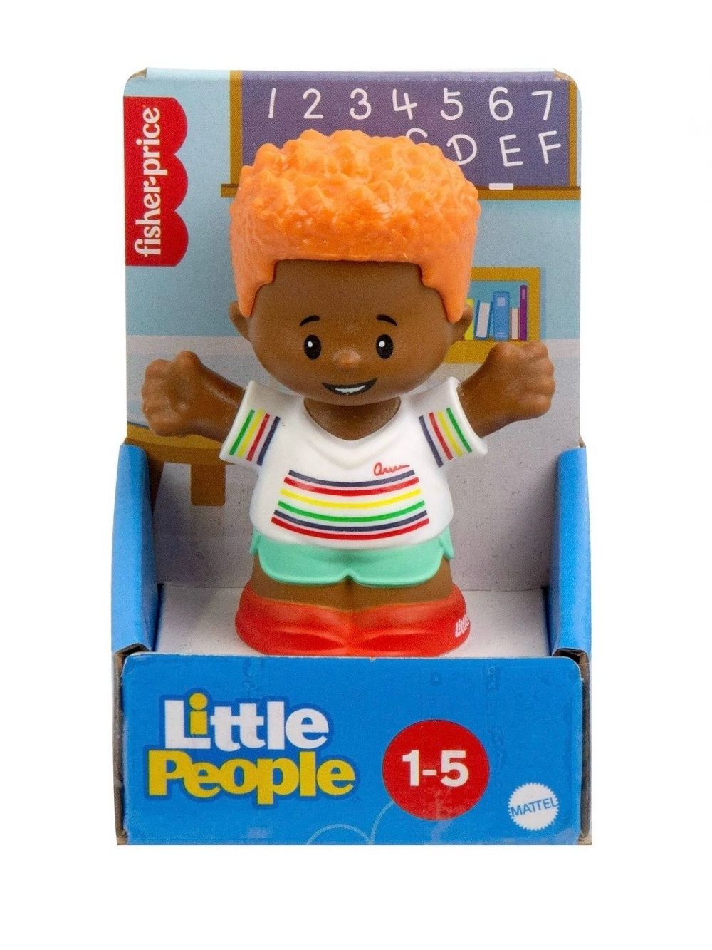 New Fisher-Price Little People Orange-Haired Boy Figure with Striped Shirt Smile